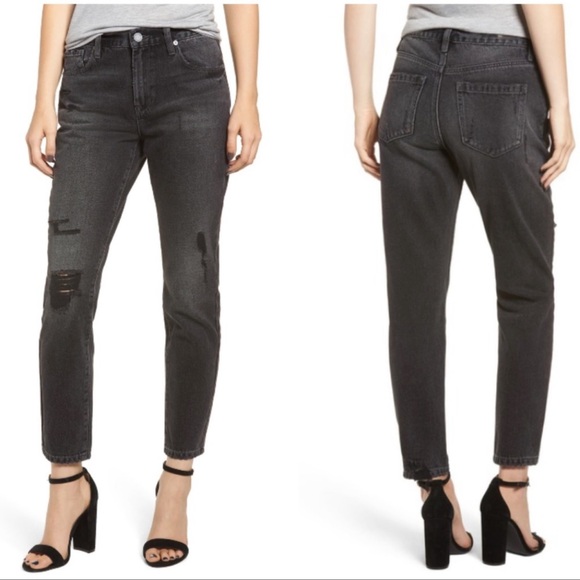 ♻️DONATED♻️ BLANKNYC Distressed Jeans The Rivington High Rise Tapered Black K21 - Picture 11 of 11